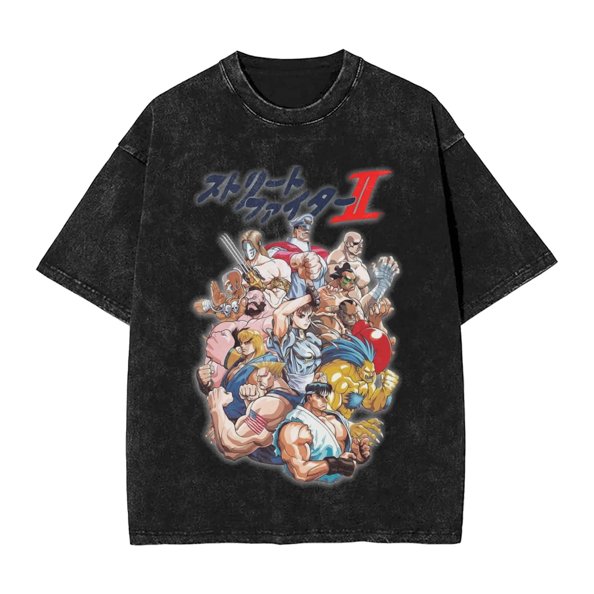 Select your Fighter Street Fighters T Shirts Hip Hop Washed High Street T-Shirts Vintage Men Tops Streetwear Summer Tee Shirt