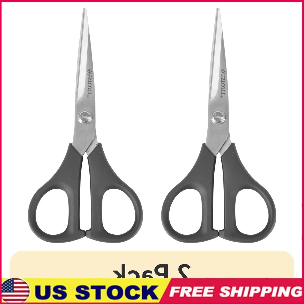 

2 Pack Multipurpose Scissors 5 Inch Stainless Steel Blades Home Office Classroom Lightweight Easy to Use Ideal Fabric Paper