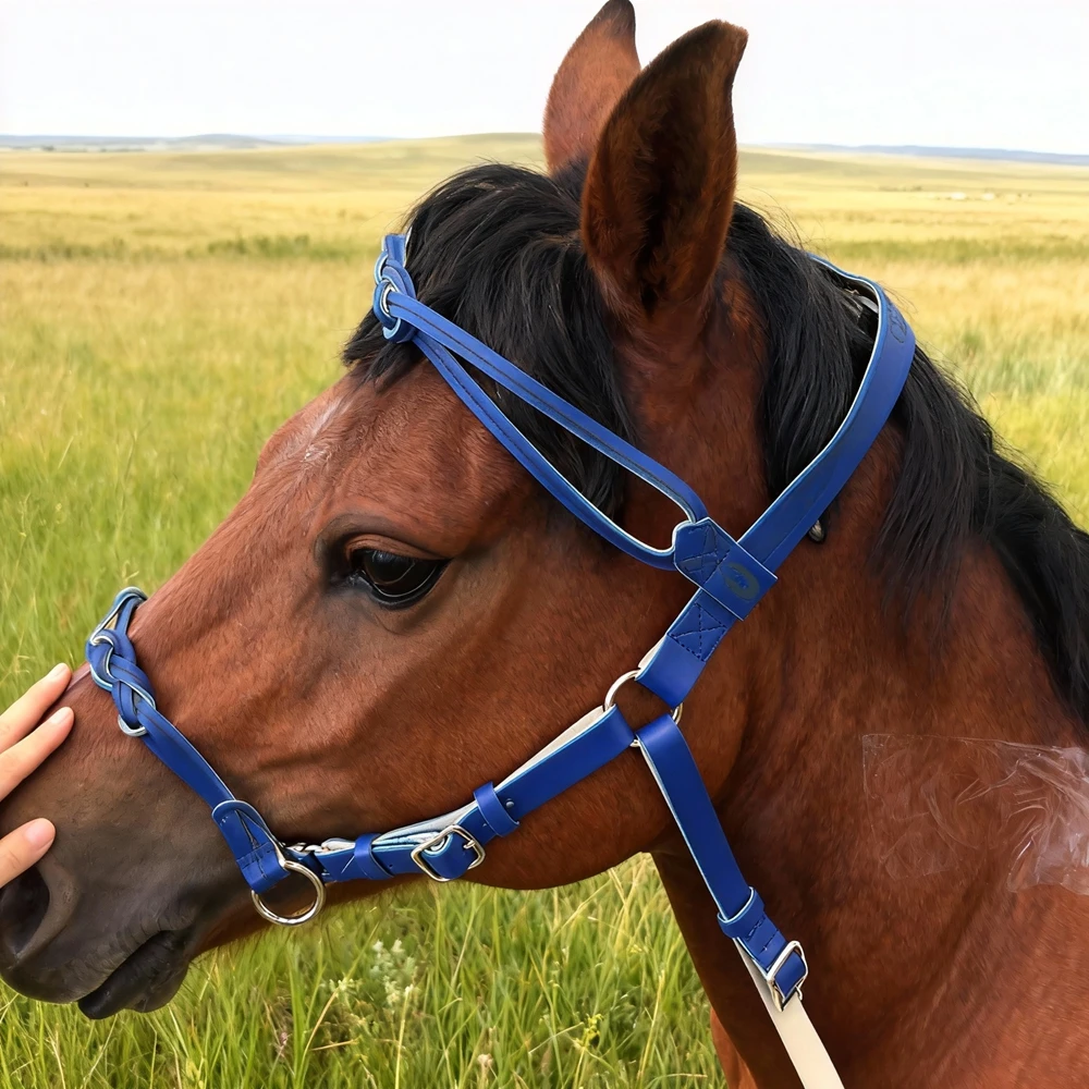 بو الجلود الخيول Bridle Halters مريحة حماية جلد الحصان الحصان رين تسخير قابل للتعديل دائم الحصان رئيس الستار