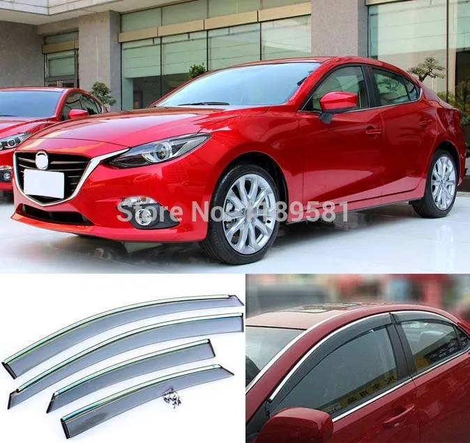 

Window Wind Deflector Visor Rain/Sun Guard Vent For Mazda 3 M3 Axela 2014-2018 Car Accessories Stickers