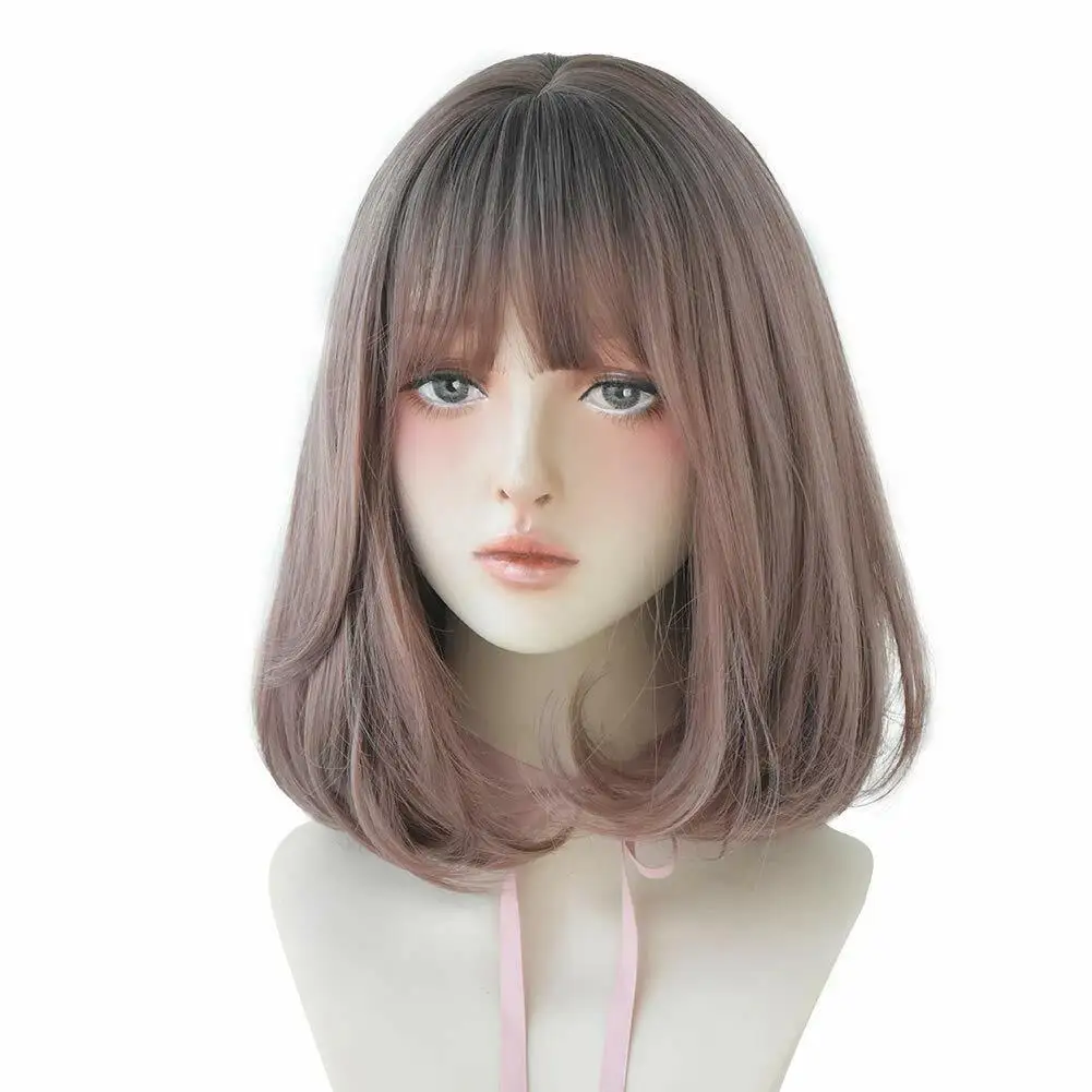 

Straight Short for Women Natural Mid-Length Short Lolita Wigs with Bangs