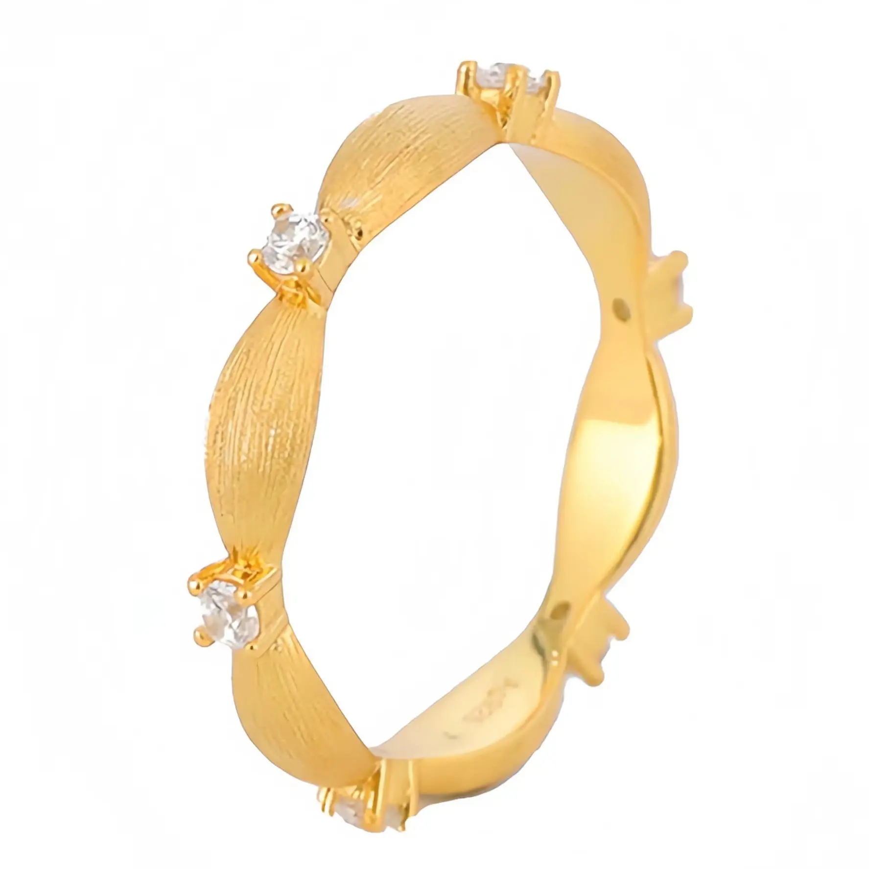 Mushan العلامة التجارية الفاخرة خاتم مطلي بالذهب مع سلك Drawi للنساء 925 فضة الزركون خواتم غرامة مجوهرات