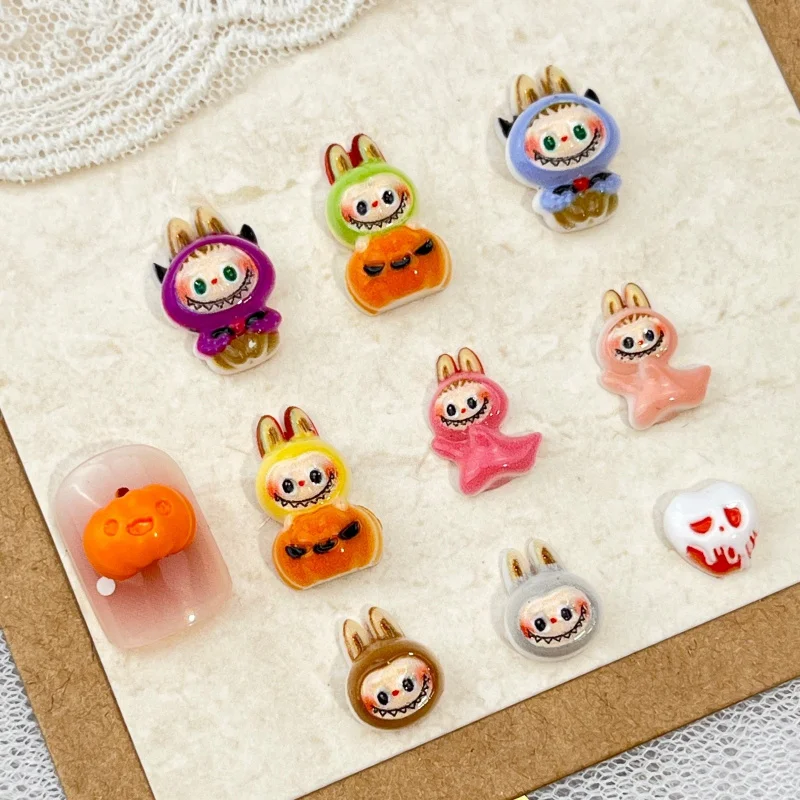 LYLE 20Pcs Cute Spooky Halloween Cartoon Nail Art Charms 3D BuLaBU Skull Pumpkin Resin Flatback DIY Nail Decorations Bling Set view 6
