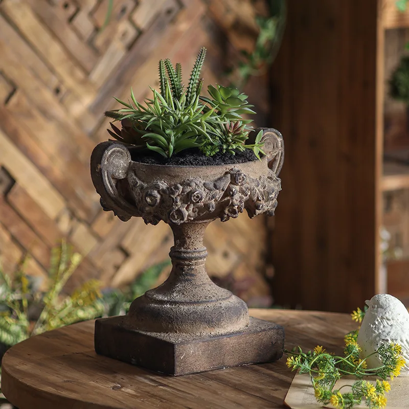European retro flower pot decoration Christmas day desktop atmosphere props outdoor landscaping pot garden vase