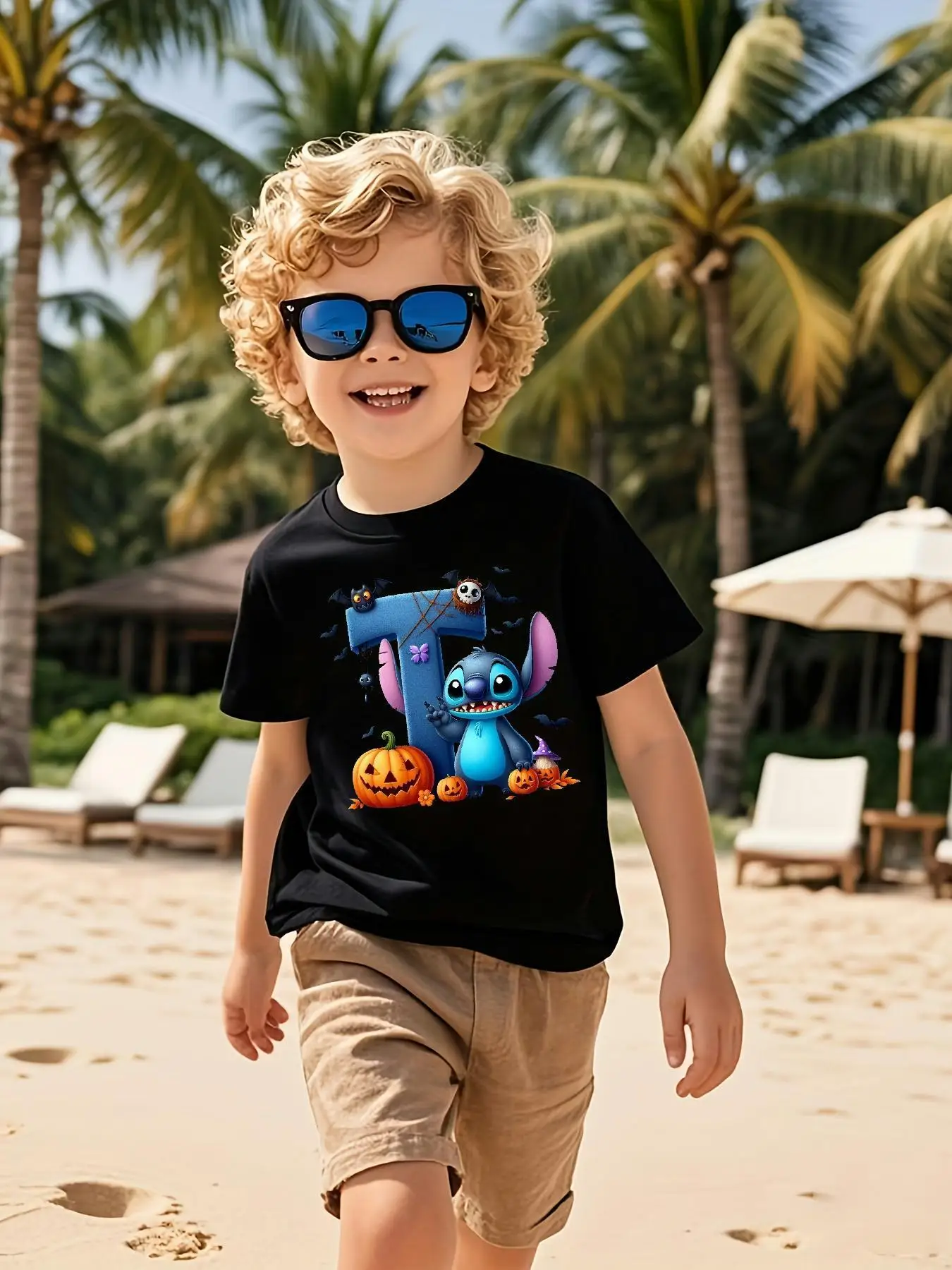 

2025 New Disney Printed Children's Street Fashion Trend Short Sleeve Pure Cotton Round Neck T-shirt