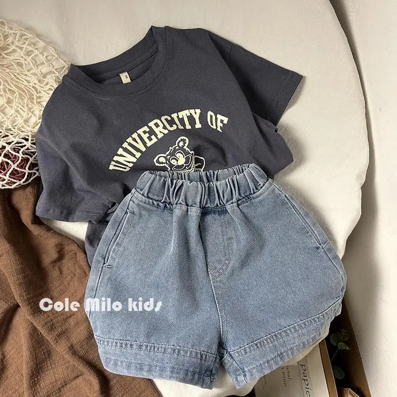 Pure Cotton Kids T-shirt Summer Clothes Short Sleeved Tops Tees Children Costume Fashion Cartoon Boys T Shirts Round Collar