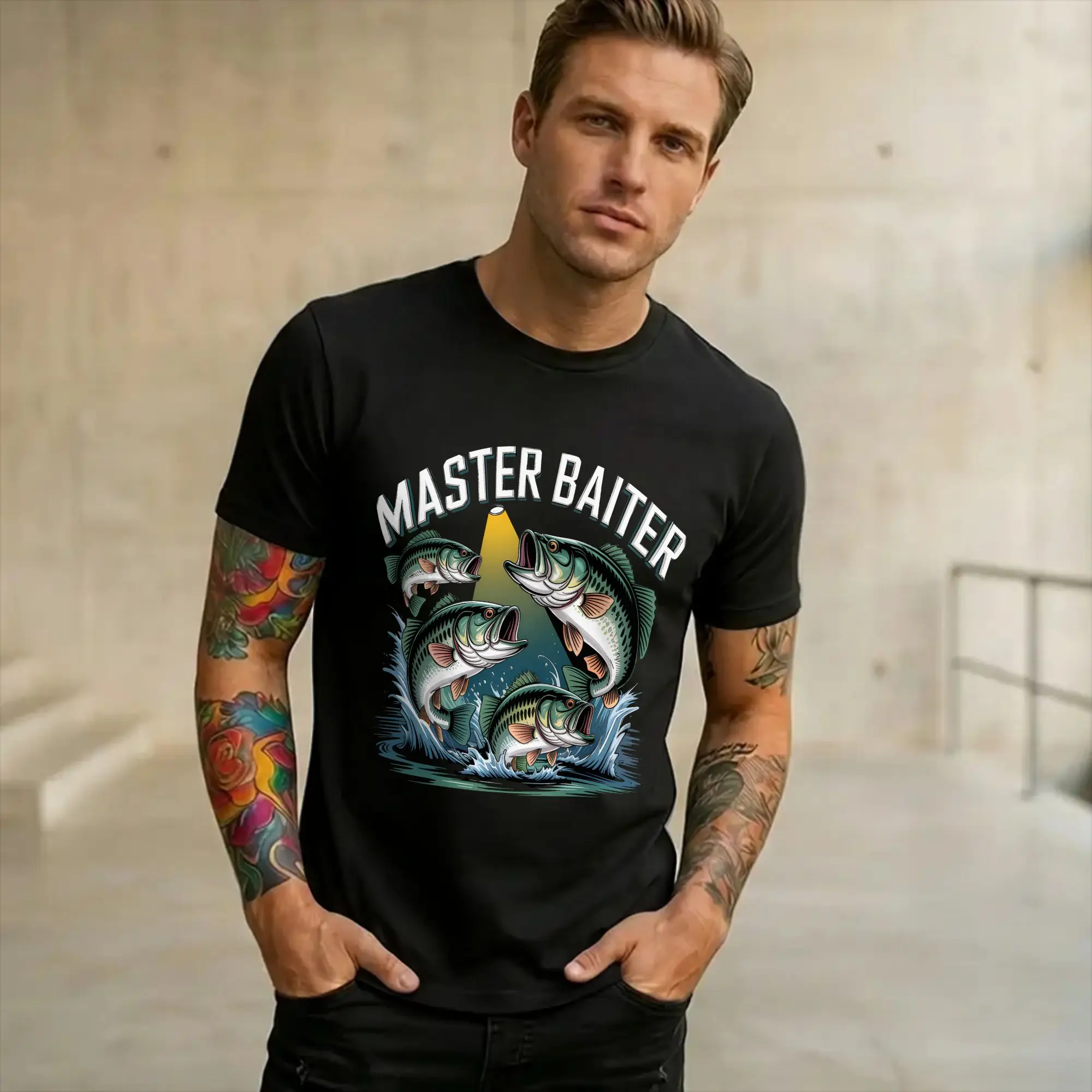 Men Women Print Master Baiter Funny Fishing  T Shirt Tee Pure Cotton  T-shirts Clothes
