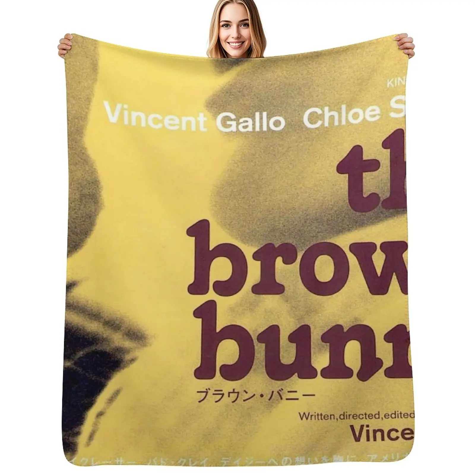 

The Brown Bunny Japanese Poster Throw Blanket Faux Fur Soft Warm Blanket for Bed