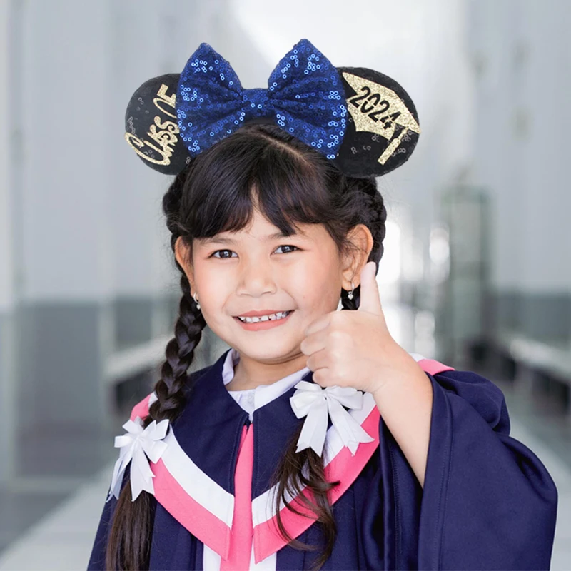 Diadema con orejas de ratón de Disney para graduación, diadema con orejas de ratón de clase de 2024, diadema de Feliz Año Nuevo, Festival, Fiesta,