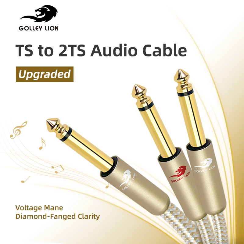 

GOLLEY LION 6.35mm 1/4" TS Male to Dual 6.35mm 1/4" TS Male Mono Stereo Y Cable Splitter Cord Cable