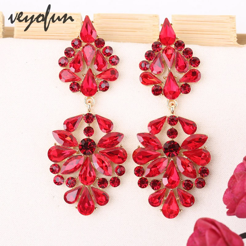 Veyofun Luxury Lady Crystal Drop Earrings Geometric Party Dangle Earrings Fashion Jewelry for Women New Wholesale