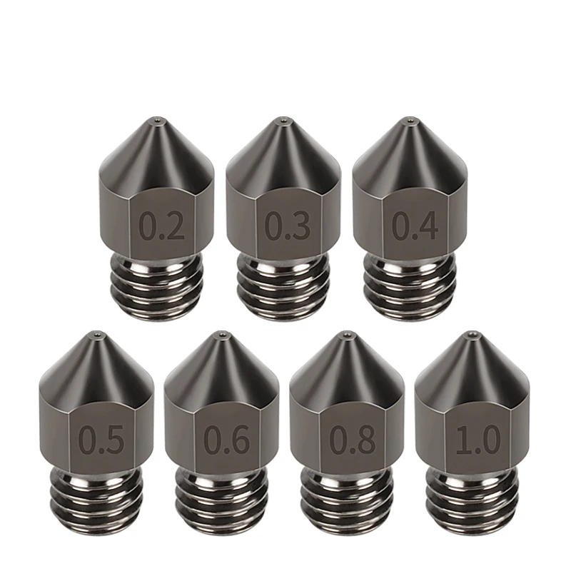 

5PCS MK8 Nozzle Hard Steel 0.2,0.4,0.6 mm Nozzles For 1.75mm Filament Ender 3 PRO CR10 Hotend 3D Printer Hardened Steel Nozzles