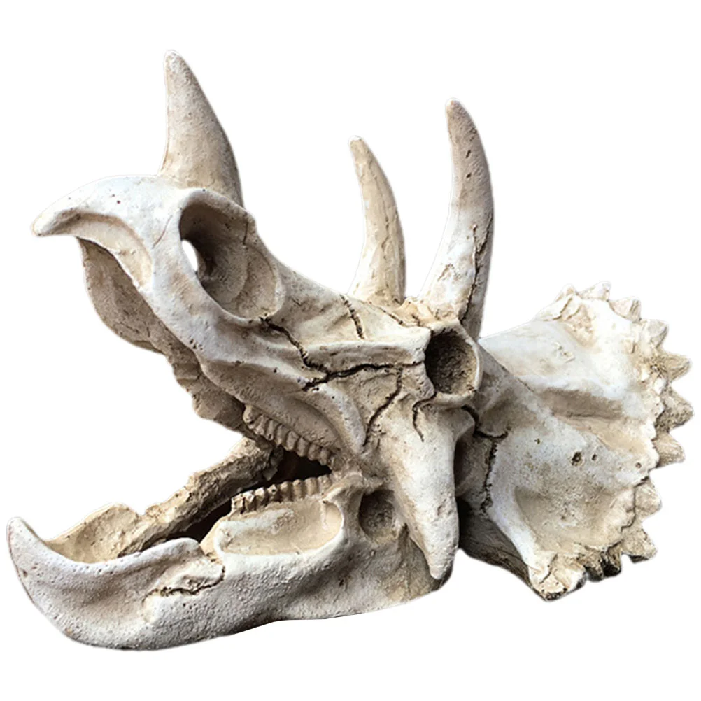 

Dinosaur Skull Fish Tank Accessories Shrimp Hideout Model Decoration Craft Resin Ornament Aquarium