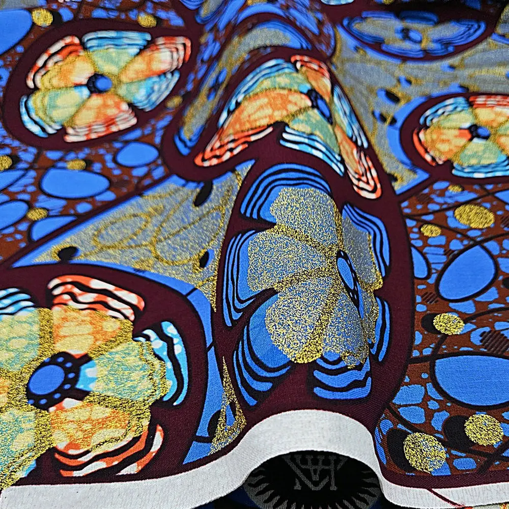 Hochwertiger, großer, superglänzender niederländischer Wachsstoff mit Glitzer, 100% Baumwolle, Glitzer-Wachs, afrikanischer Lendenschurz, zum Nähen von Kleidung. für die Hochzeit – Detail 2