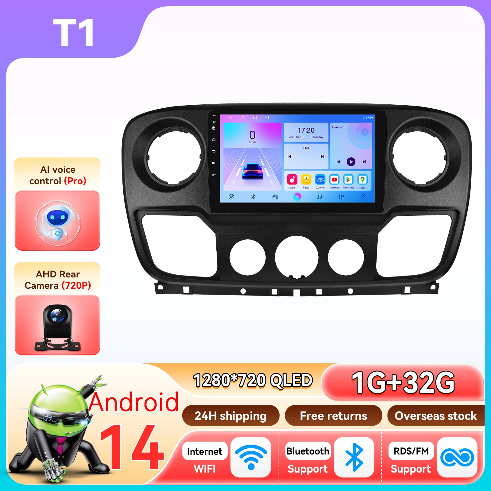 Android 14 autoradio voor Renault Master III 3 Nissan NV400 Opel Movano 2010-2021 Intelligente Carplay Auto Multimedia GPS 4G 6115