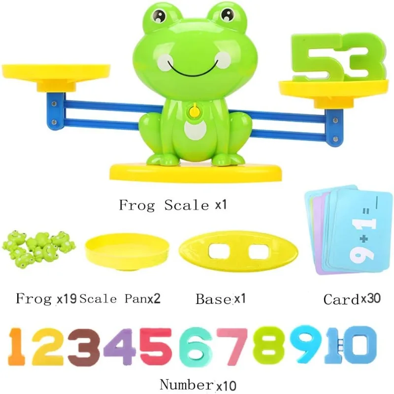 Juego de matemáticas de equilibrio para niños, juguetes de conteo Montessori STEM con tarjeta de rana, habilidades de aprendizaje de equilibrio, juegos de matemáticas preescolares para niños