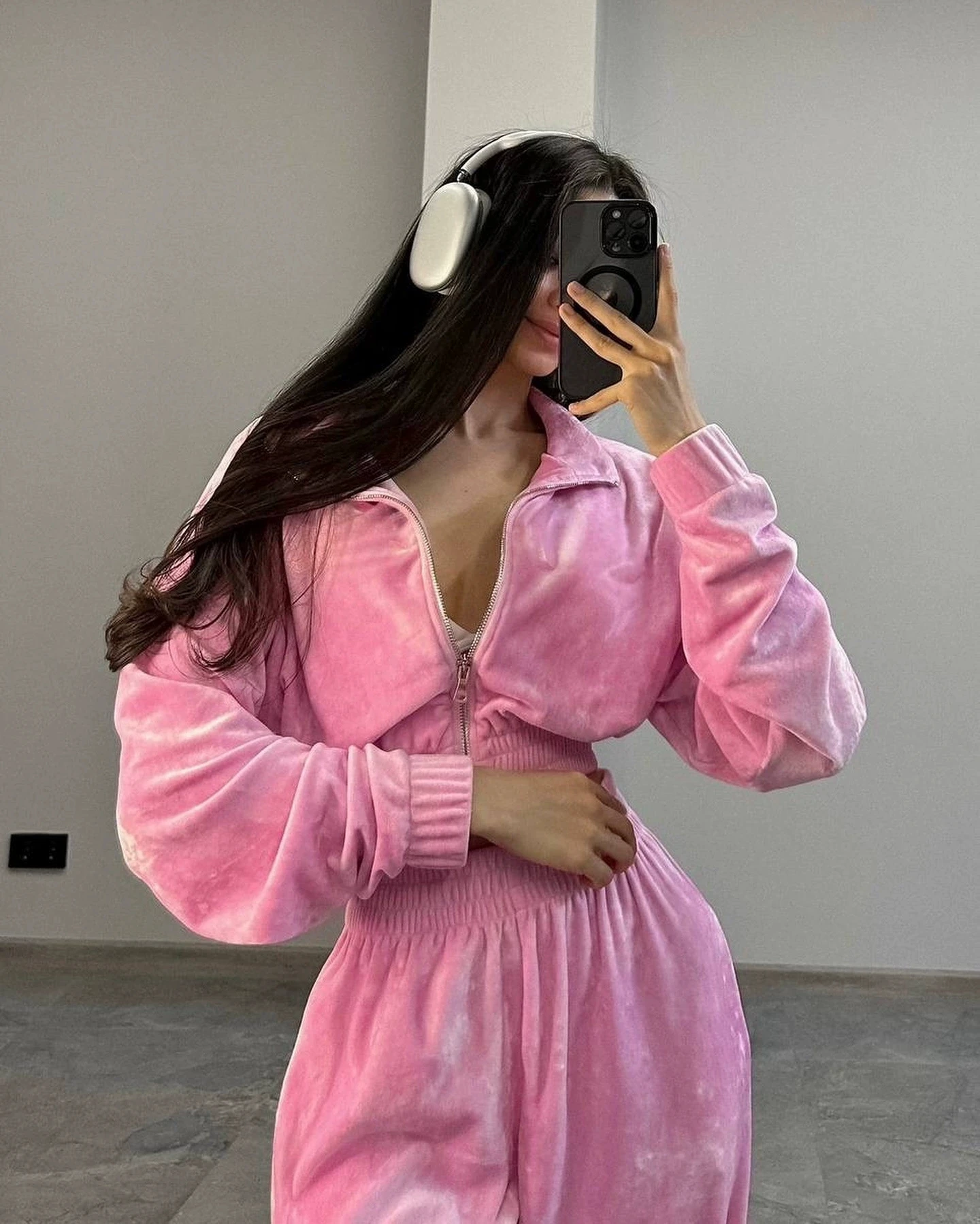 

Faionable Zipper ort Top And Pants Set Casual Long Pants Ensemble Polyester Fabric Long Sve Flip Collar Zipper Closure