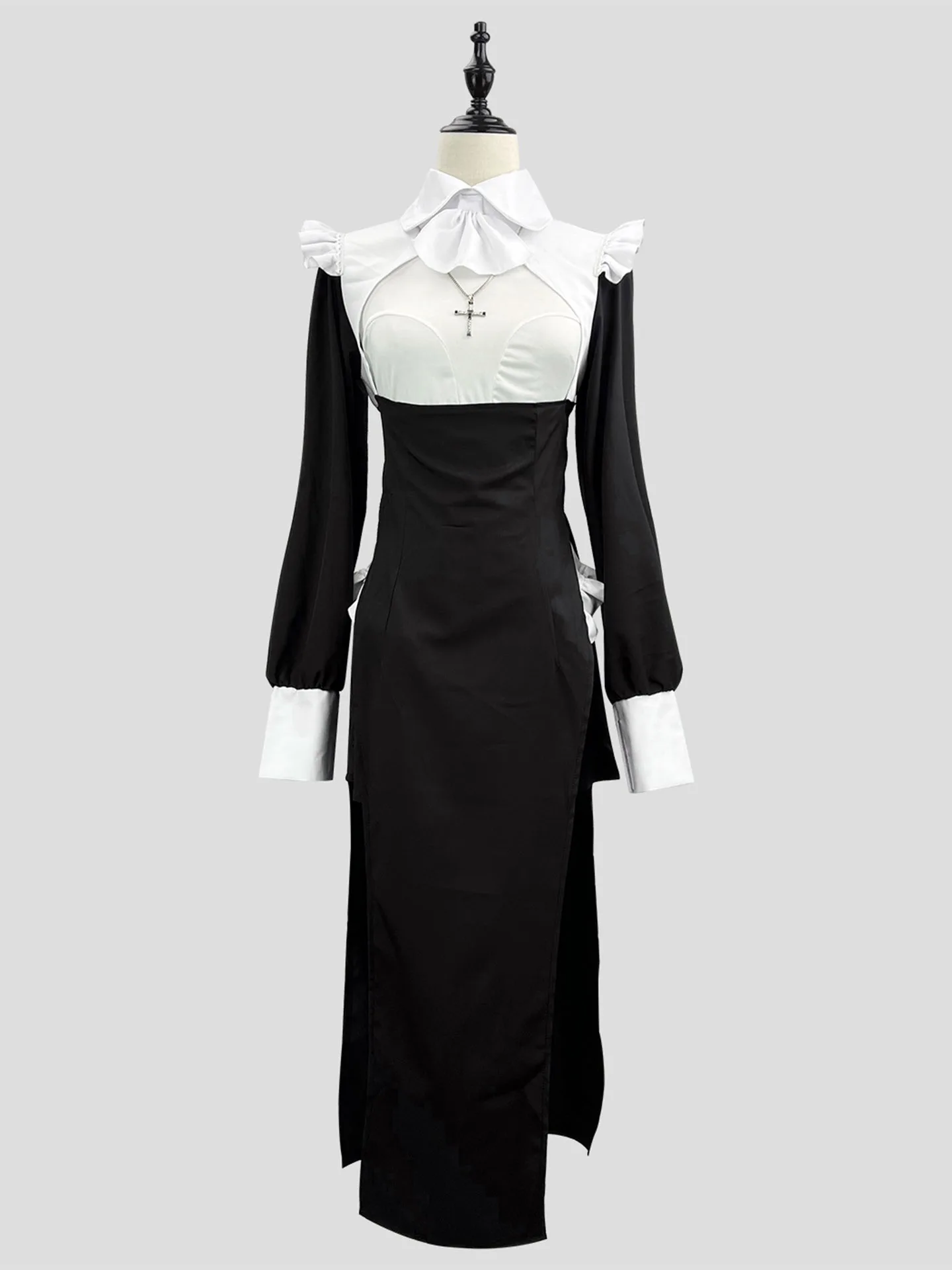 زي راهبة مثير للهالوين ممرضة أورم فيم خادم الزي طويل Sve سليم صالح البوليستر الدكتور للشابات