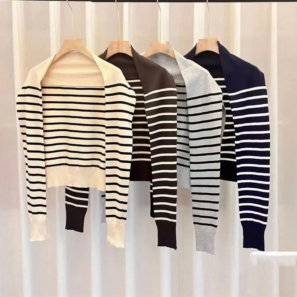 Fashion Knitted Knitted Shawl Warm Soft Neck Scarf Stripe Casual Sunscreen Cardigan for Women