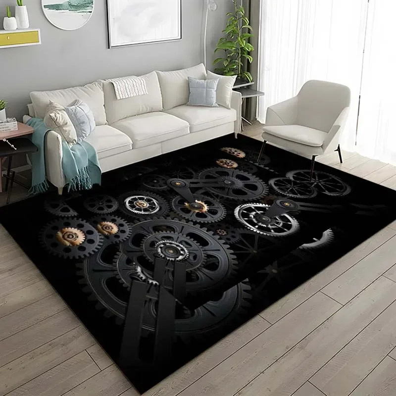 

Steampunk Mechanical Cogs Gears Pattern Rug Carpet for Living Room Bathroom Mat Creative Doormat Carpet for Bedroom Home Decor