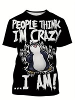 Summer muscle men's T-shirt crazy penguin new digital print fashion 3D short sleeved Harajuku style casual street T-shirt