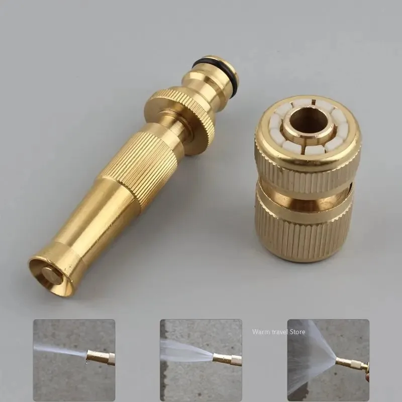 SCIMAKER Spray Nozzle Water Gun Brass High Pressure Direct Spray Sprinkler Quick Connector Home Garden Hose Adjustable Gun image 2