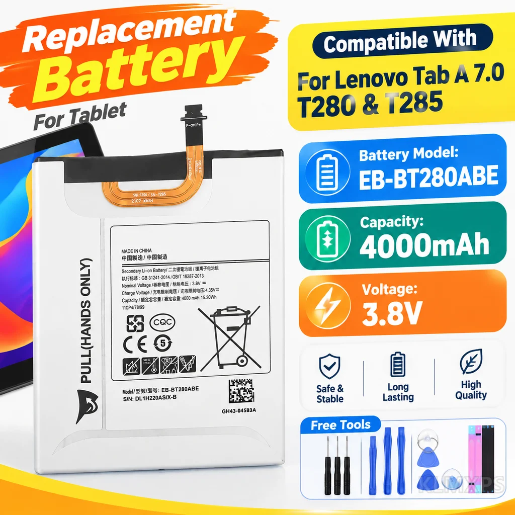 Tablet Replacement Battery EB-BT280ABE 4000mAh Li Polymer For Samsung Galaxy Tab A 7.0 2016 T280 T285 With Tools Included
