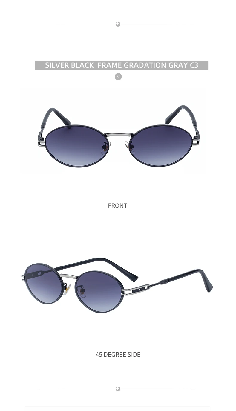 Kleine ovale Steampunk-Sonnenbrille aus Metall für Damen 2026 – Luxusmarke, Vintage Punk Sonnenbrillen für Damen, modische UV400-Schutzbrillen – Detail 16