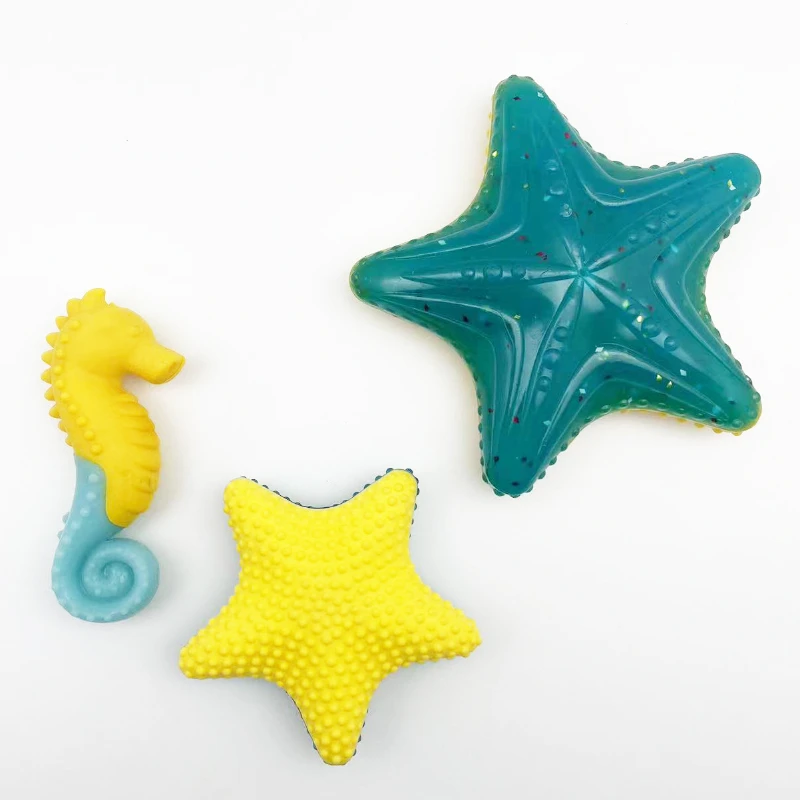 Vocal Starfish Seahorse Dog Toy Interactive TPR Water Floating Noctilucent toy Teeth Oral Cleaning Chew Toys Products