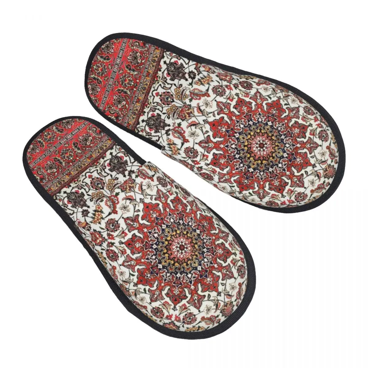 Custom Bohemian Red Persian Carpet Memory Foam Slippers Women Comfy Warm Antique House Slippers