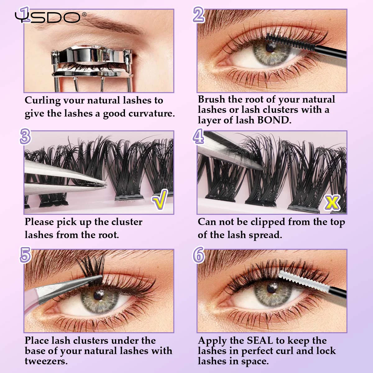 DIY Clusters Eyelash Extension Bond and Seal 2 in 1Individual Lashes Kit Mixed Tray Natural Faux Mink False Cilios Makeup Tools