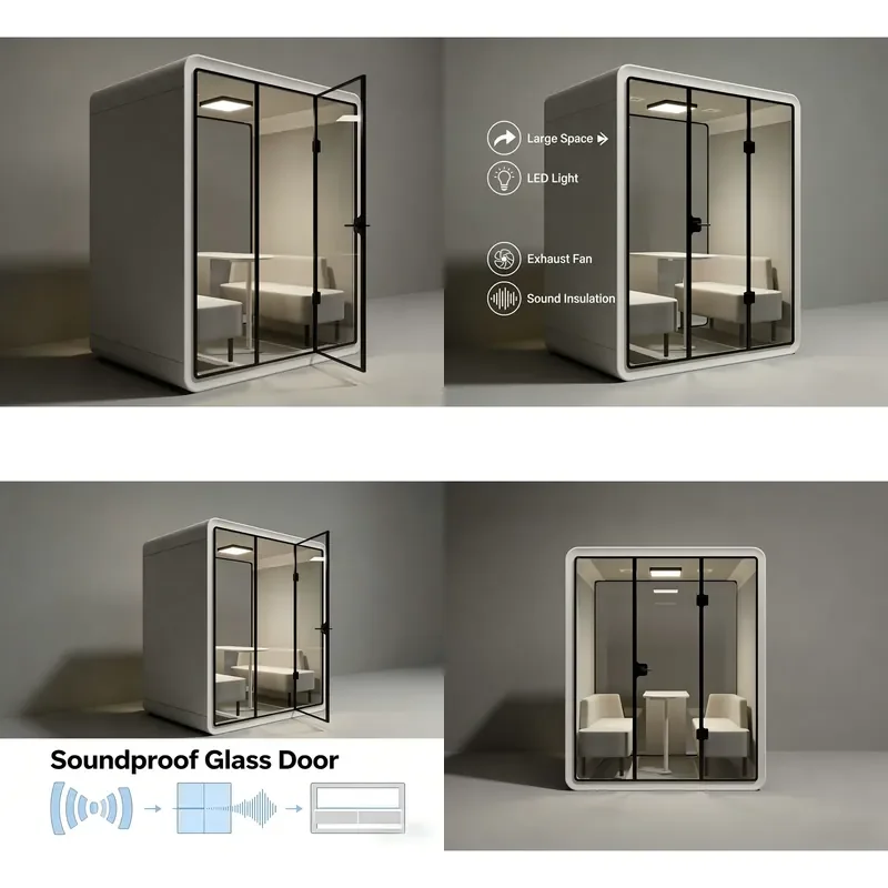 Modern Foldable Soundproof Office Pod Cabin for Call Center Living Room Hotel High Rise Building Outdoor Use Noise Isolation