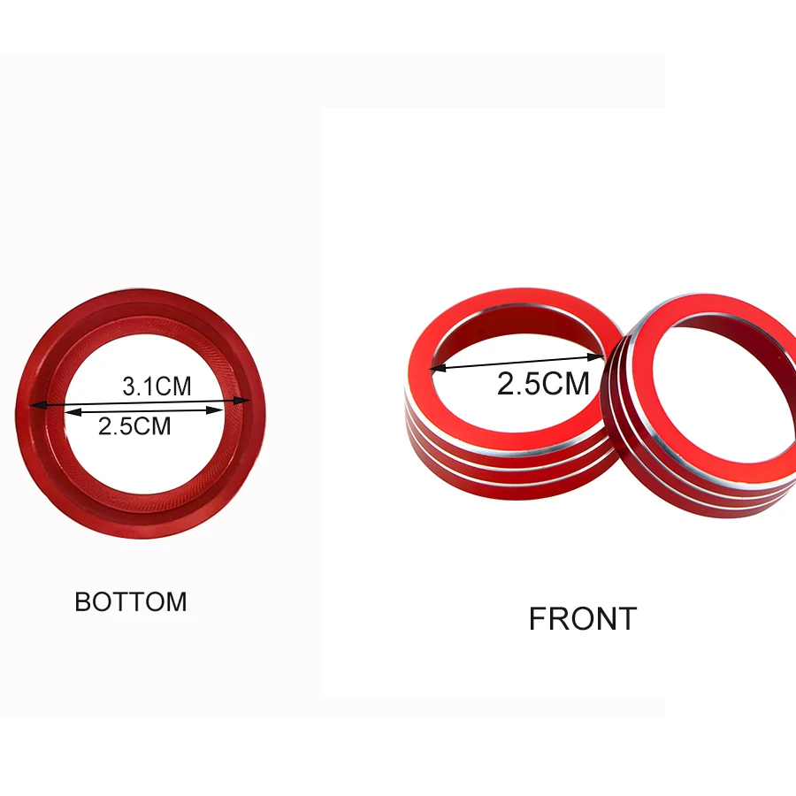 2Pcs/Set Replacement AC Climate Control Ring Knob Trim Cover for Honda Civic 2016 - 2019 Red Aluminum Car Decor Car Accessories