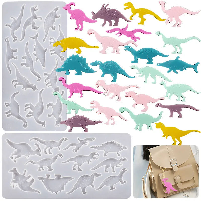 DIY Dinosaur Keychain Resin Silicone Mold Necklace Keychain Pendant Earrings Jewelry Decoration Silicone Mold For Resin Making