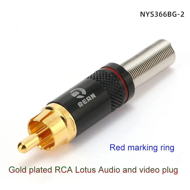 REAN NYS366 RCA Lotus Connector/Audio Video Plug AV Gold Plated Heated DVD Solder RCA Plug With Color Ring