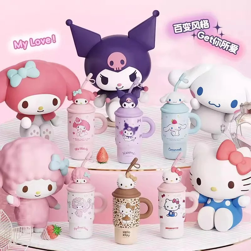 Cute Cartoon 316 Stainless Steel Thermos Cup Leopard Print Hello Kitty Large Capacity Vacuum Insulated Bottle For Girls