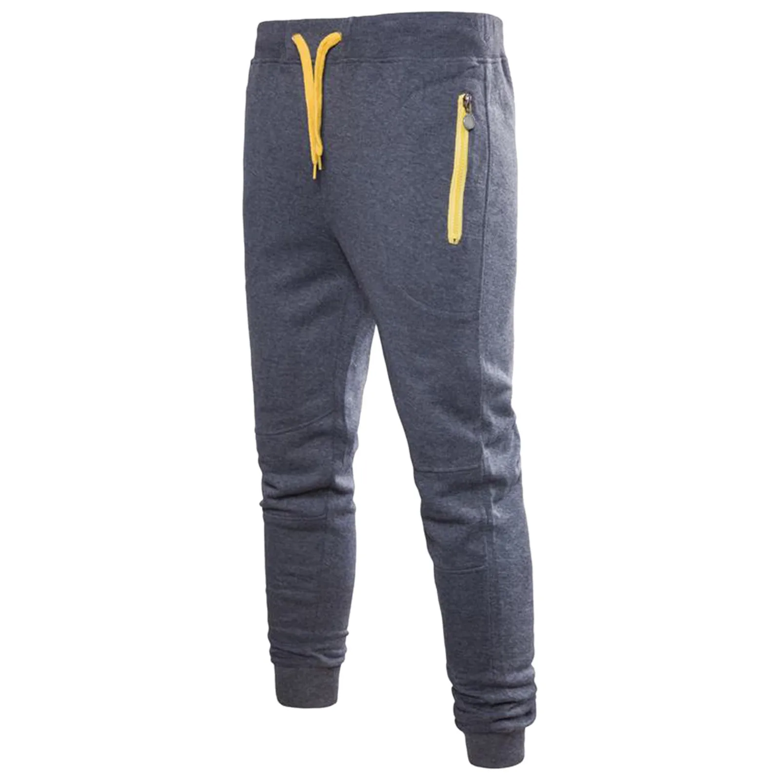 Mens Casual Sweatpants Solid Mid Waist Long Trousers Elastic Rope Tie-Foot Pants Spring Jogger Outdoor Sport Tracksuit Bottoms