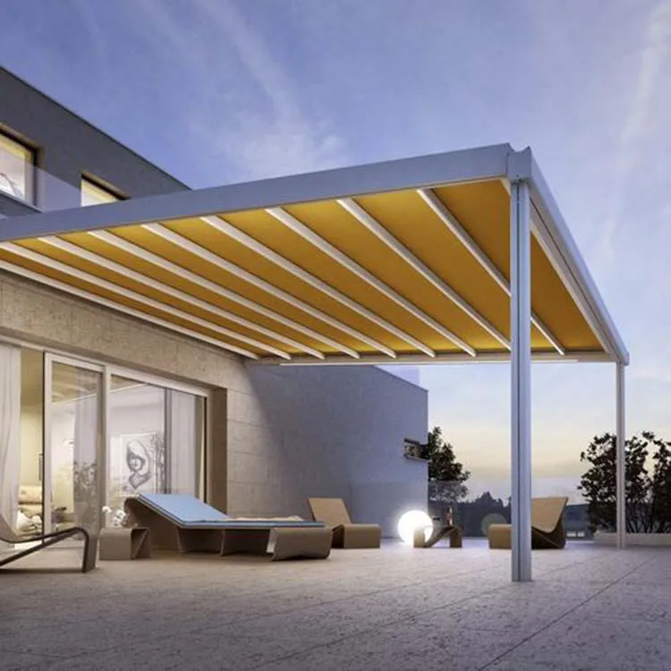 Electric Pergola Pvc Retractable Awning Canopy Automatic Sliding Roof System