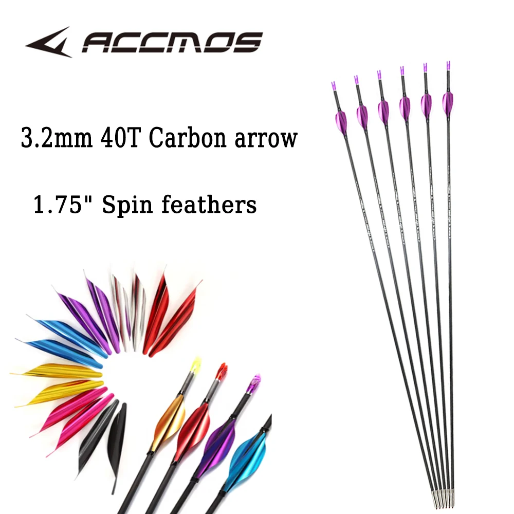 

6/12 шт., карбоновые стрелы для стрельбы из лука, ID3,2 мм, позвоночник 350/1000 для изогнутого/блочного лука, охотничьей стрельбы