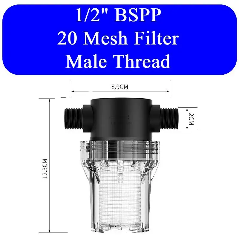 1/2" 3/4" 1" BSPP mannelijke schroefdraad, inbouwzeef voor water, 10-200 mesh, roestvrijstalen voorfilter voor waterpomp, hogedrukreiniger.