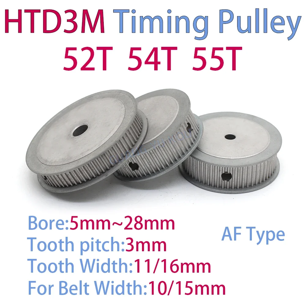 

HTD 3M Timing Pulley Set 52 Teeth 54 Teeth 55 Teeth Bore 5mm-28mm for Belt Width 6/10/15/20mm - Precision Drive Pulleys
