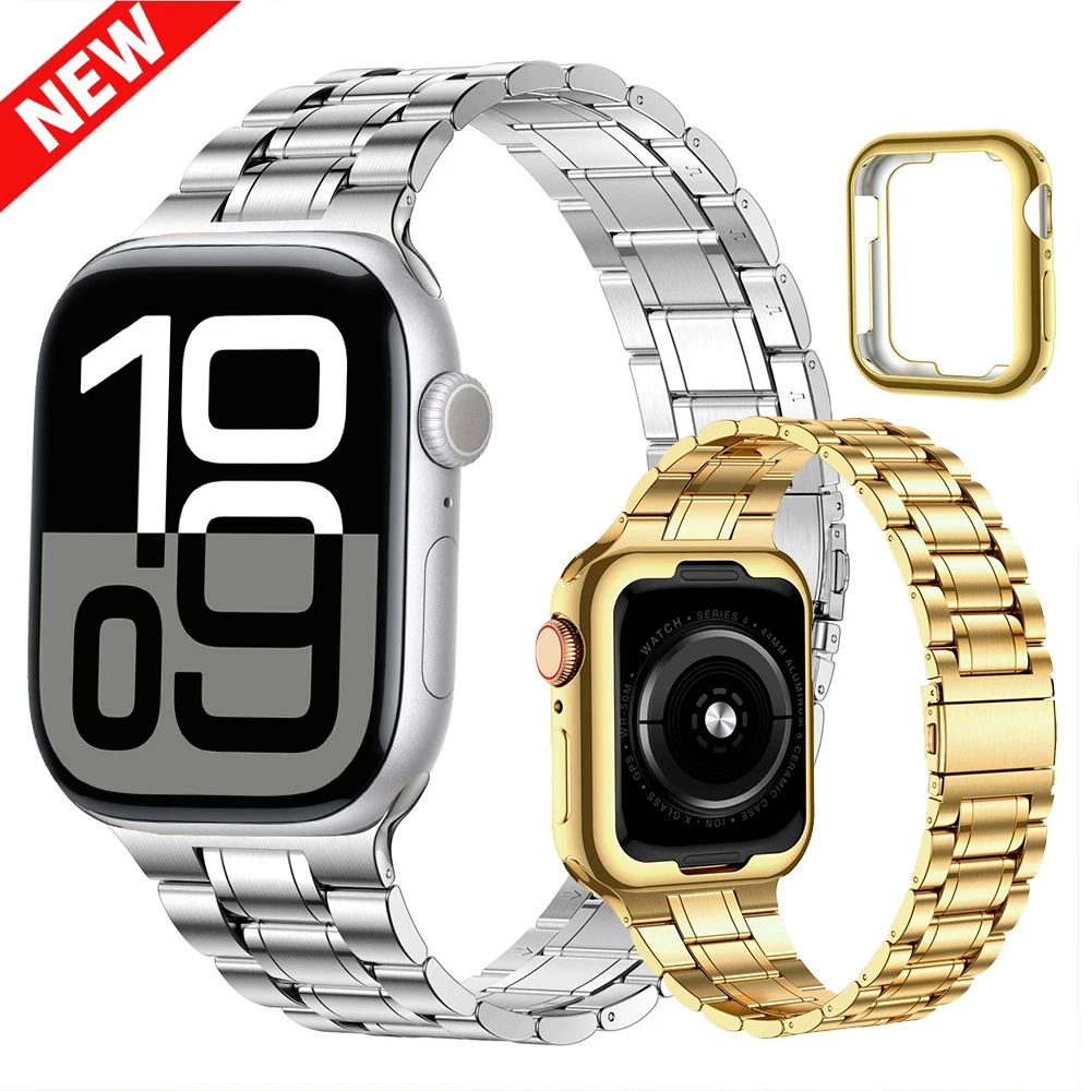 2 في 1 حزام لساعة أبل 10 46 مللي متر سوار الأعمال حزام معدني ل Iwatch 10 9 الترا 49 مللي متر 44/45 مللي متر الفولاذ المقاوم للصدأ كوريا #1