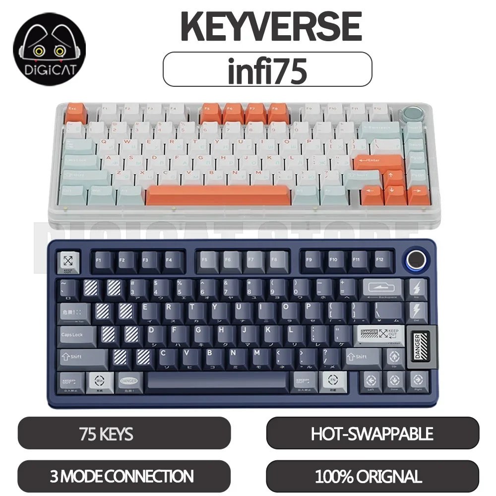 

Key Verse Infi75 Gamer Mechanical Keyboard 75key Hot-Swap 3Mode USB/2.4G/Bluetooth Wireless Keyboard RGB Backlit Gaming Keyboard