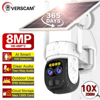 8MP Outdoor 4K 10X Optical Zoom 2Audio Wifi IP Panel Solar Camera With Rechargeable Battery PTZ Home Security Video Surveillance