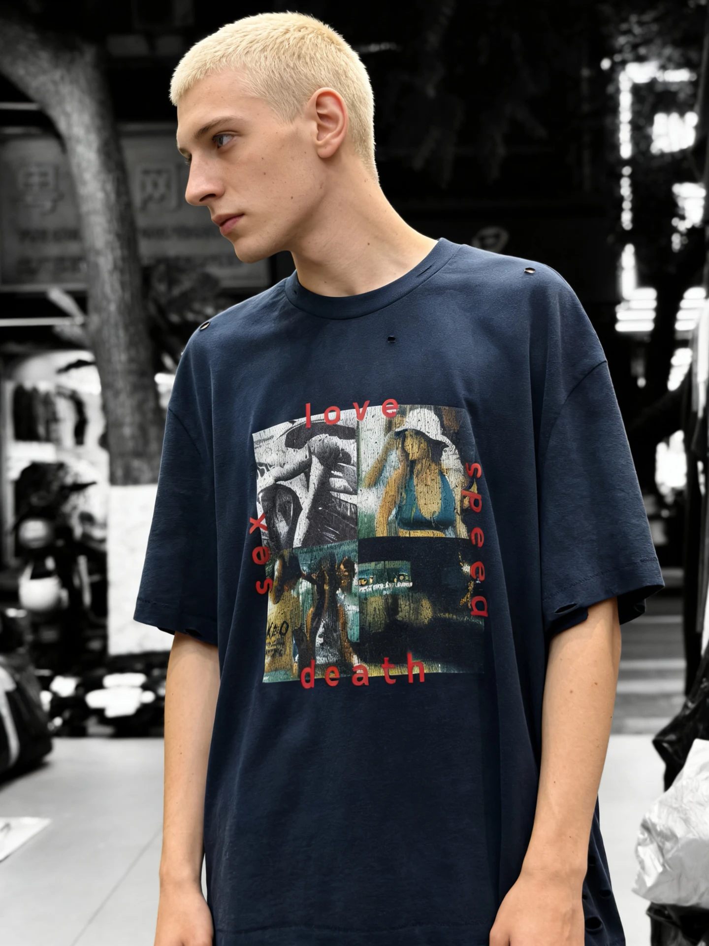 

Винтажная футболка свободного кроя из хлопка: дышащая, влагоотводящая, износостойкая, молодежная, модная, с круглым вырезом