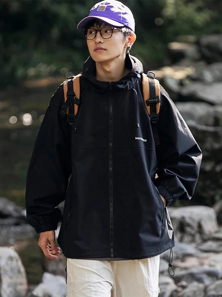 

Мужская куртка для активного отдыха с капюшоном на молнии, ветрозащитная, дышащая, для горного туризма, парная модель