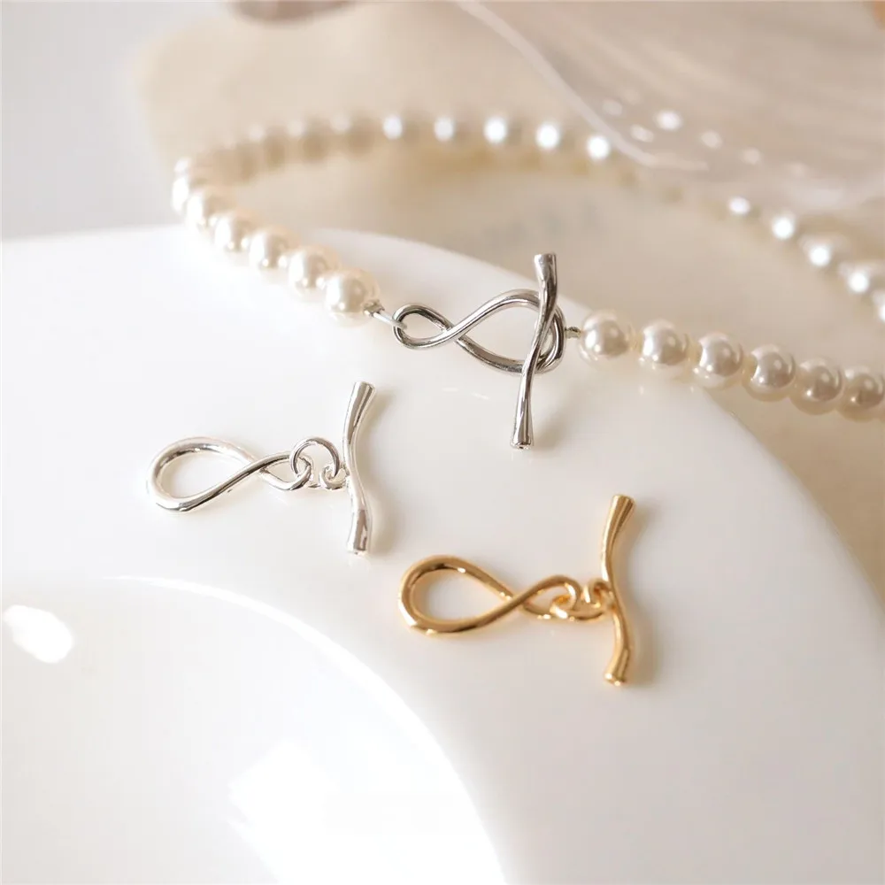 

Copper-plated Real Gold Smooth Surface Simple 8-character OT Buckle Necklace Bracelet Button Head DIY Handmade Charm Accessories