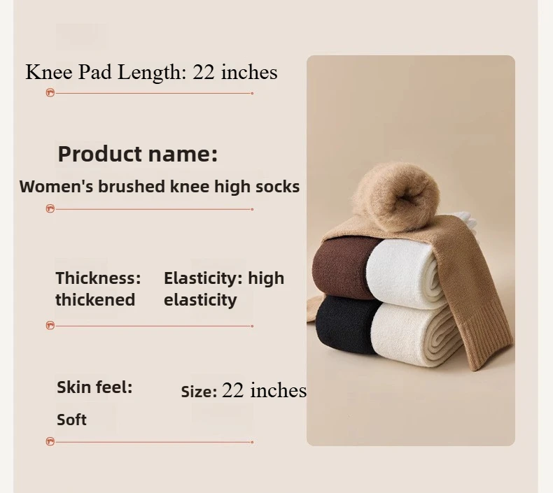 Overknee-Socken für Damen, mit Thermo-Fleece gefüttert, verdickte Wolle, Beinwärmer, Winter-Knieschutz gegen Kälte – Detail 22