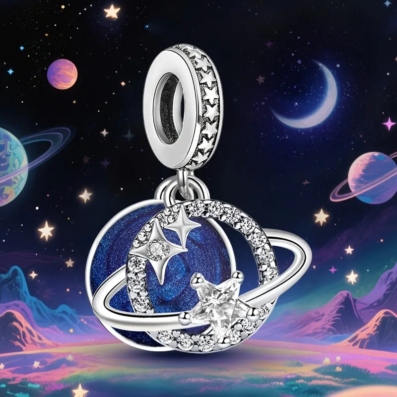 925 Silber Plattierte Stern-Planeten-Delfin-Serie Charms Perlen Passend für DIY Armband Herstellung Hochwertiges Schmuckgeschenk für Frauen