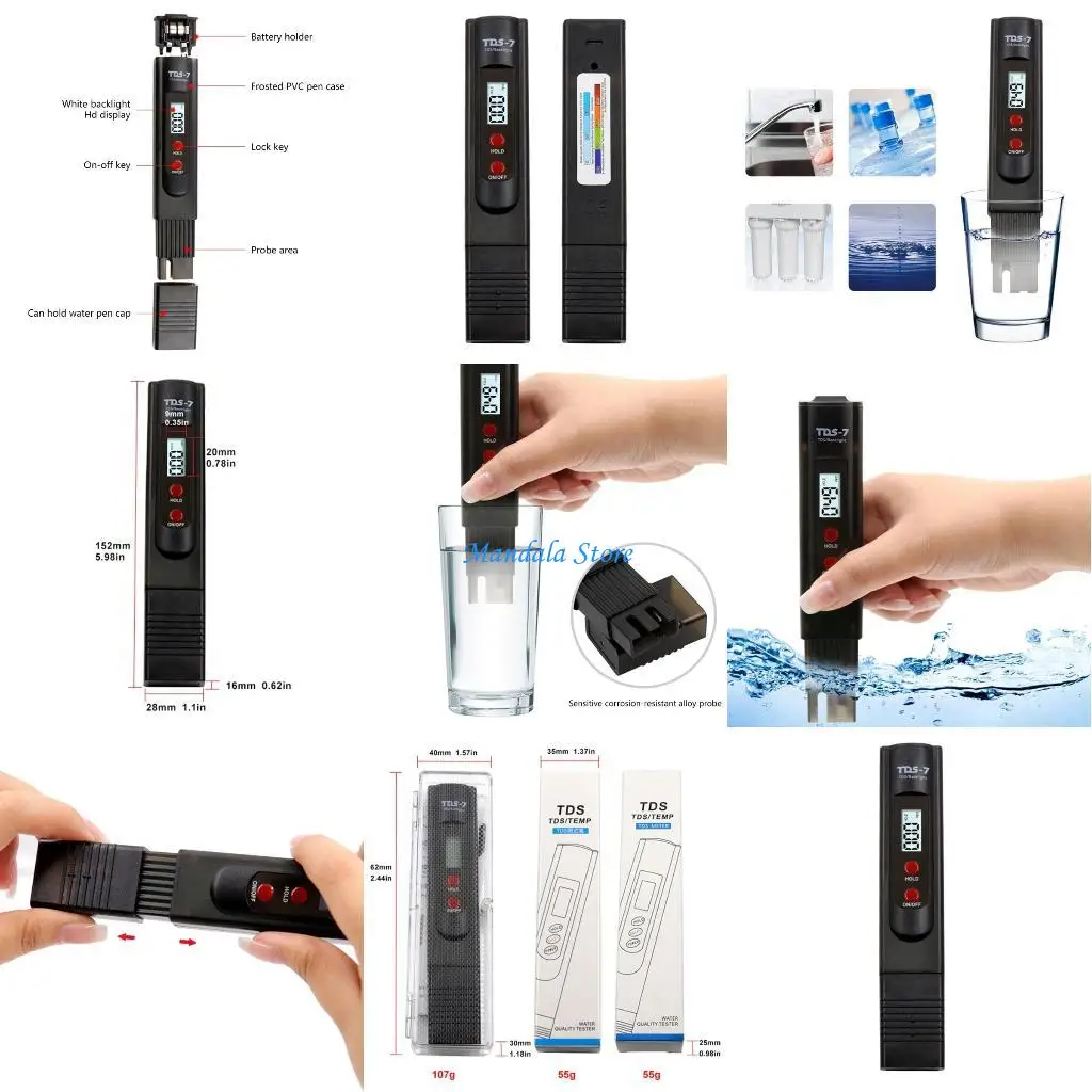 

U2JC Digital WaterQuality Tester Pen Meter Portable WaterAnalyzer Monitorwith Data Hold Backlit High Accuracy